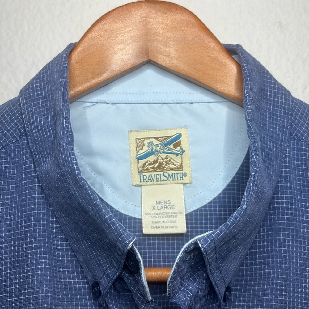 Travel Smith Men's LS Blue Button Down Shirt sz XL